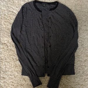 Ann Taylor Striped Black Cardigan